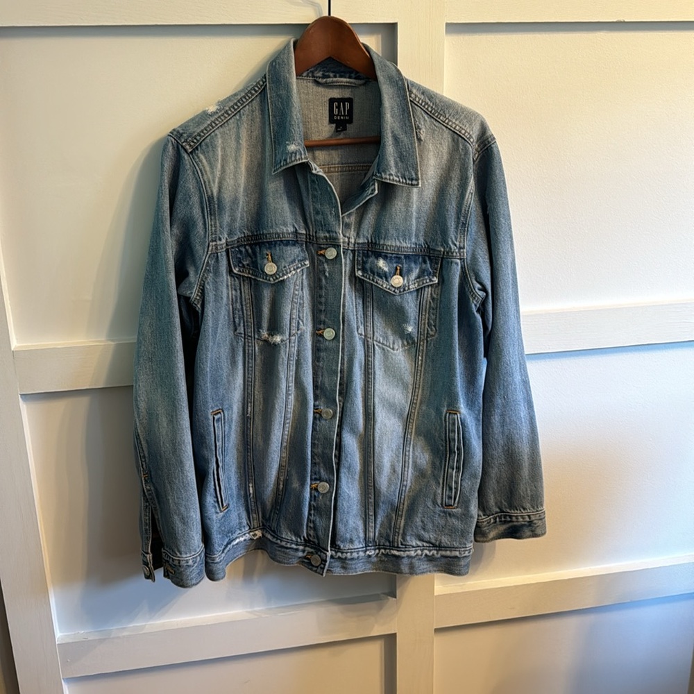 Gap Oversized Destructed Denim Jacket - image 1